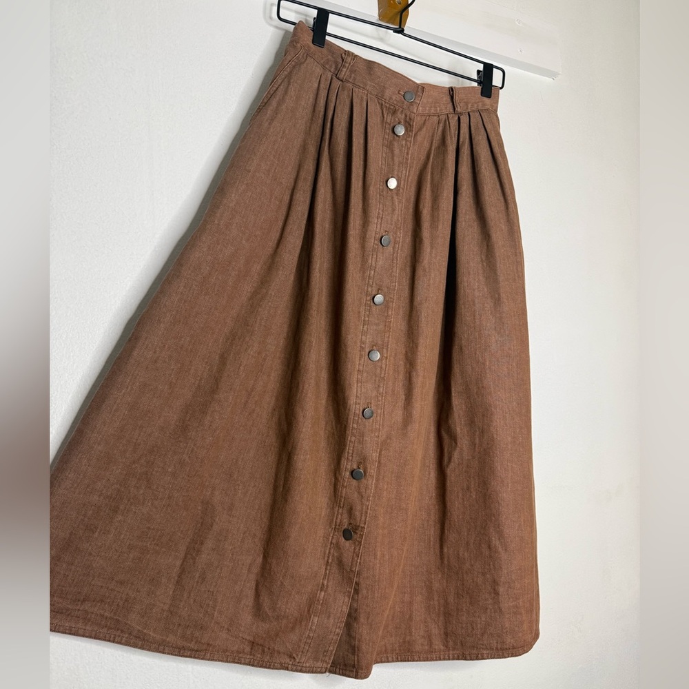 Vintage Koret Chestnut Button-Front A-Line Skirt